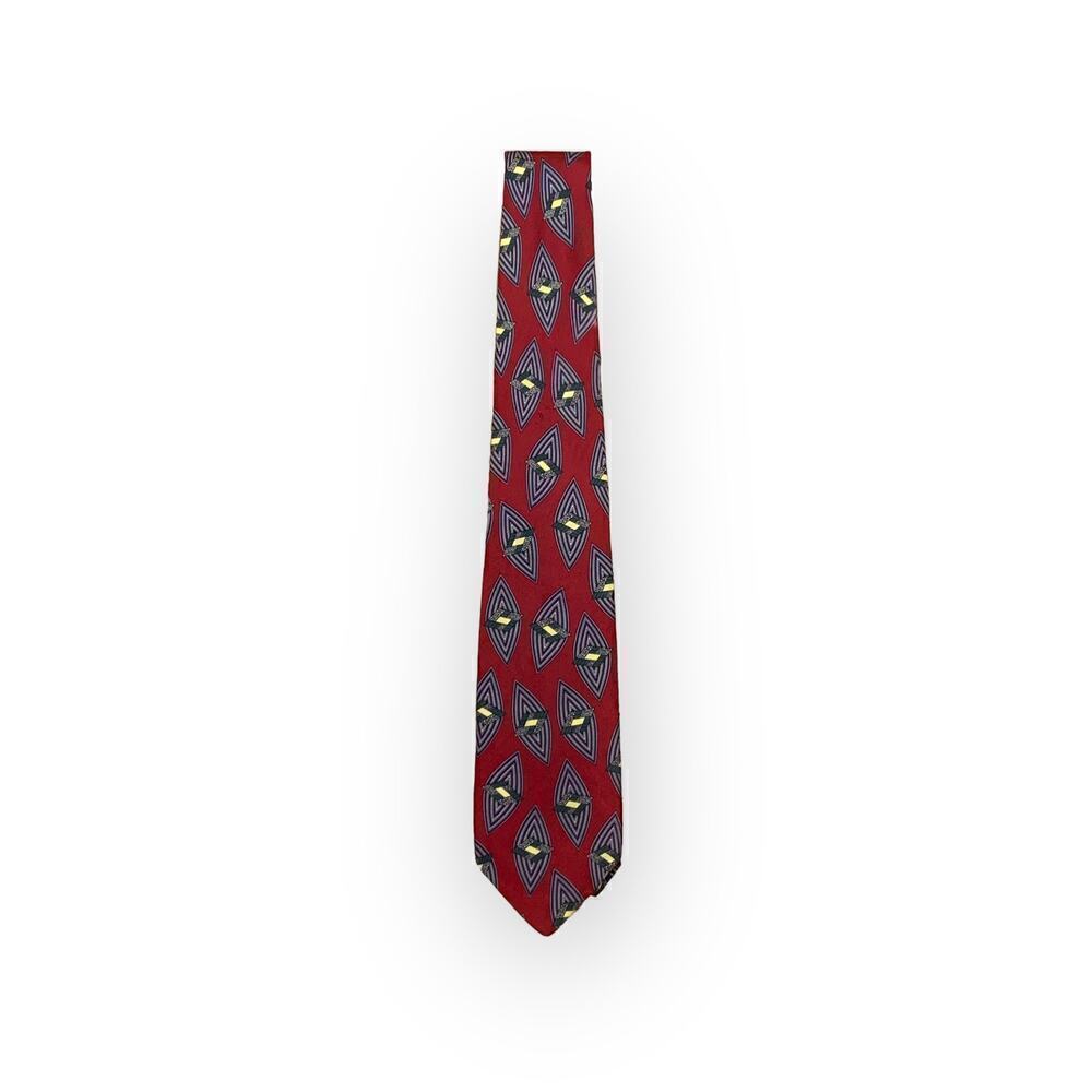 Robert Talbott Studio Parisian Dark Red Grey Yellow Silk Tie SALE
